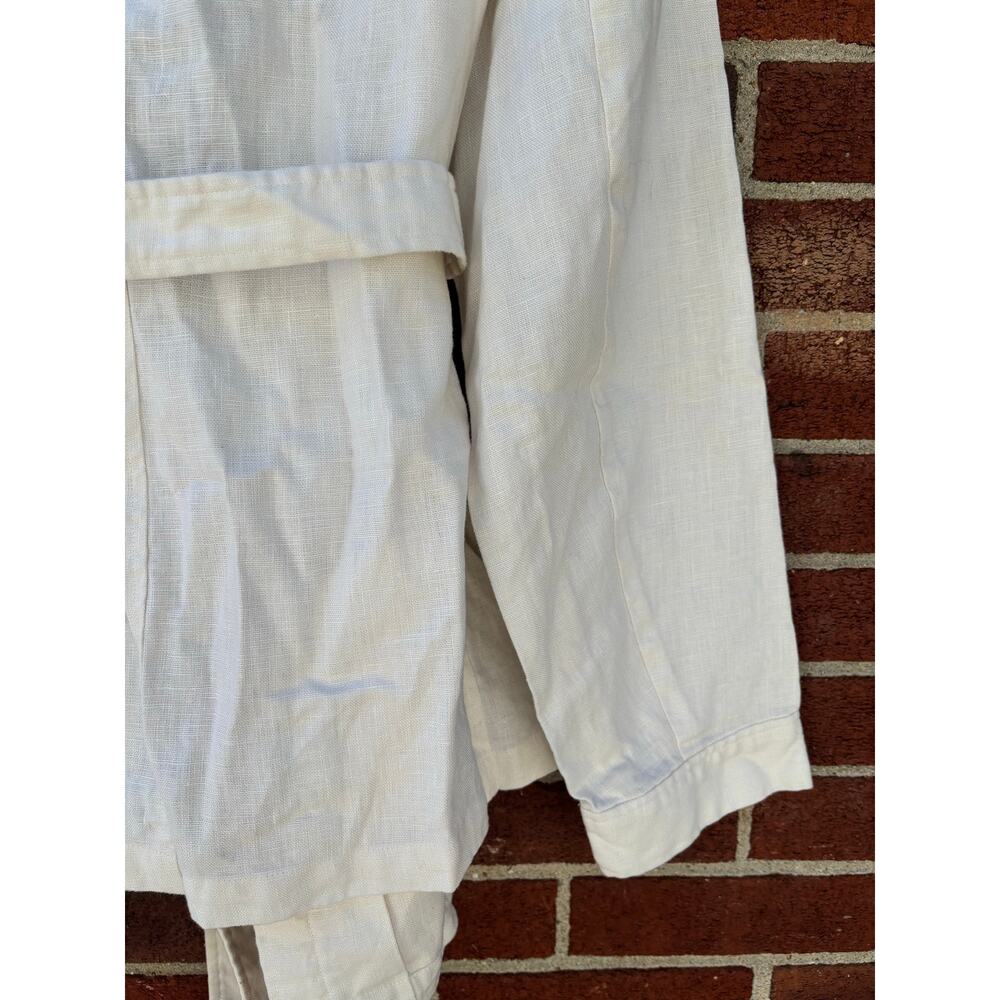 Jones New York Country White Linen Blend Belted Button Up Jacket Shirt Women’s - Picture 14 of 15